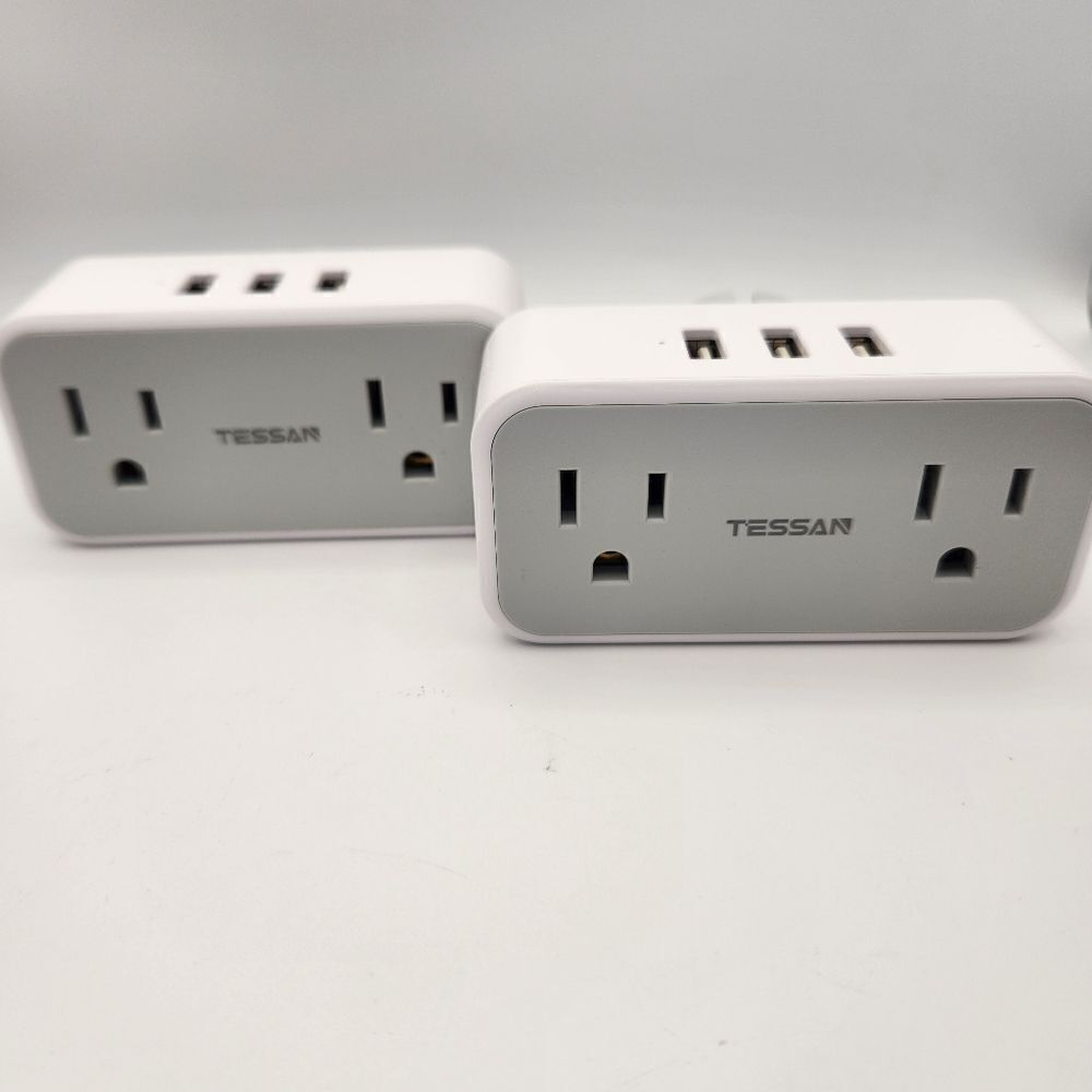 TESSAN White European Travel Plug Adapter with USB Ports Set of 2